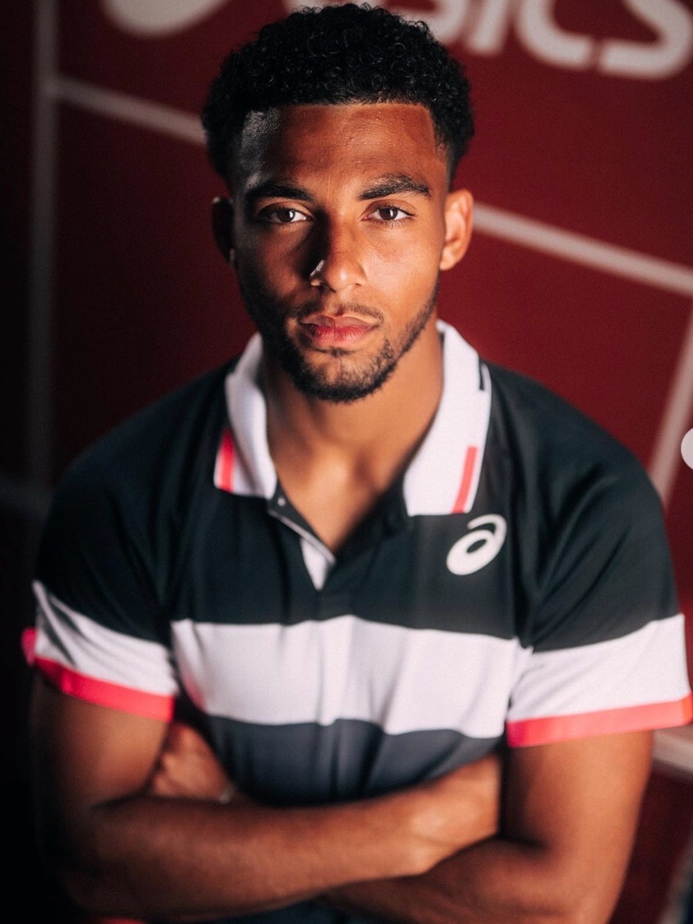 ASICS Black, White and Coral-Trim Men’s Polo